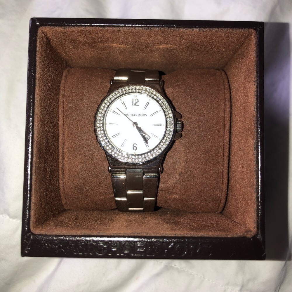 Michael Kors silver watch with diamond surround